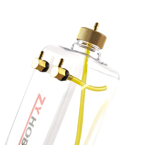 Clear 1000ML RC Gas Fuel Tank For RC Airplanes With Transparent Plastic Bottle, Metal Cap Inlet And Outlet, Lightweight