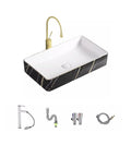 USZWBY Vessel Sinks Nordic Black Above Counter Basin Small Size Wash Ceramic Single Balcony Art Bathroom Bowl Sink with faucet
