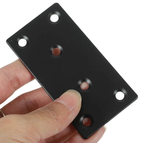 Black Stainless Steel Corner Brackets Set Of 10 With Protective Coating, 6 Hole Straight Metal Plates For Furniture, easy to hold