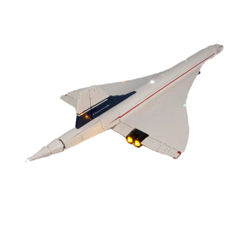 Illuminated model showing LED Lighting Kit for 10318 Concorde Aircraft Model, Lighting Components Only, Remote Control Style, USB Powered