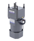 Front view of 110V 200W gear reduction motor with gray metal housing, top gearbox, and power cable