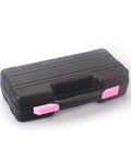 Closed black toolbox case with pink handles for Pink 39-Piece General Home Tool Set With Portable Toolbox Case, Your DIY Must-Have Hand Tools Kit
