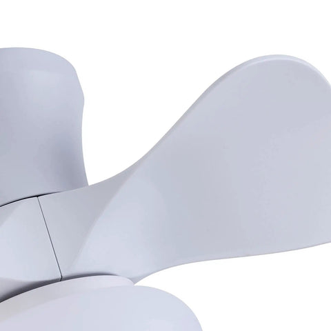 Ceiling Fan with Light 36W Built-in Illumination 6 Speed Settings Color close-up of modern white blade design.