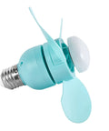 ZEPFJHE E27 Ceiling Fan with LED Light Brushless Motor for Bedroom, Green compact fan with blue blades and light fixture.