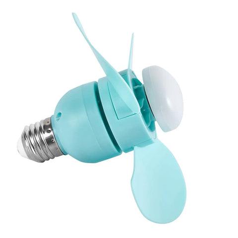 ZEPFJHE E27 Ceiling Fan with LED Light Brushless Motor for Bedroom, Green compact fan with blue blades and light fixture.