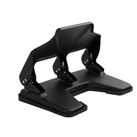 Heavy Duty 3 Hole Punch Workhorse With 30 Sheet Capacity And 50 Percent Less Effort, all metal construction, side view