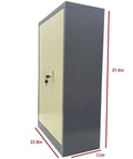 Side view of 60-Drawer Bolt And Nut Storage Cabinet For Workshop, Hardware Organizer With Door, Steel Tool Parts Cabinet