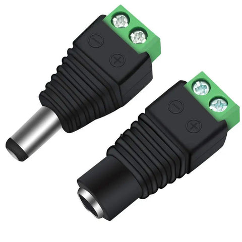 Solid Heavy Duty DC Power Jack Plug Adapter Connectors 5.5Mm X 2.1Mm Male And Female Screw Terminal Plugs for wiring LED strips.