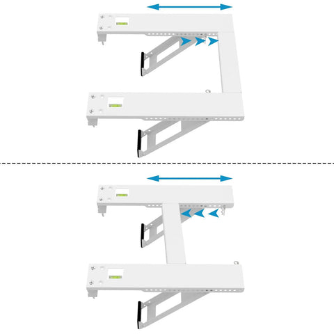 Beefy Heavy Duty Window Air Conditioner Bracket With Dual Arms Up To 180 Lbs For 12000-24000 BTU Units shown from top view