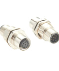 8 Pin M12 A Code Bulkhead Connector Male To Female IP67 Panel Mount Feedthrough For Automation Control Cabinets And Robotics