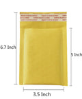 30 Pack 3.5x5 Inch Padded Bubble Mailers Self Seal Kraft Envelopes For Fast Shipping shown with dimensions
