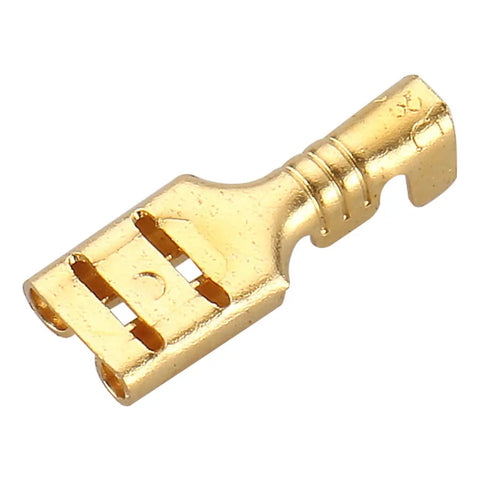 0.187 Inch Female Spade Quick Splice Crimp Terminal 4.8mm Connector Non Insulated Pack Of 100 For 1.0 To 1.5 mm² Wire Brass Gold Tone