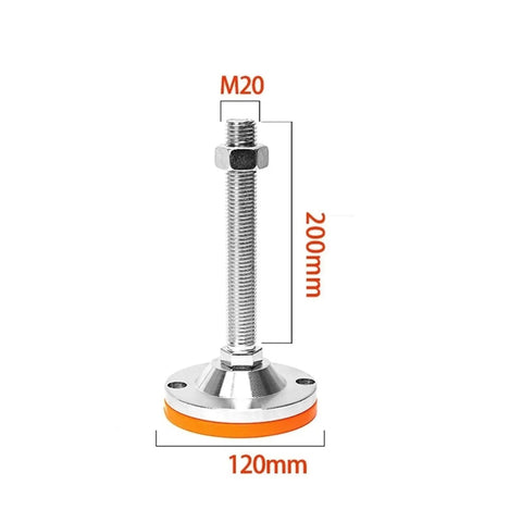 Set Of 6 Heavy Duty Adjustable Leveling Feet Built To Shut Down Floor Wobble On Furniture And Workbenches Rock Solid Non Slip Carbon Steel Screw Bases Keep Everything Locked Tight, 200mm height, 120mm base.