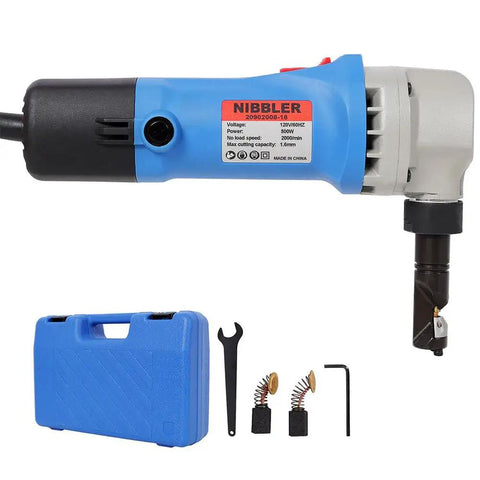 Pro Electric Sheet Metal Nibbler Cutter With Strong 500W Motor And 2000 RPM Speed for automotive repair with included accessories.