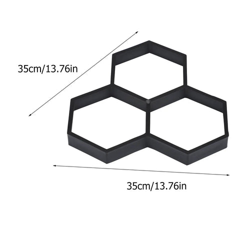 Hexagonal Concrete Molds For Pavers And Stepping Stones Reusable Flexible Walkway Molds for Patio Garden and Lawn, 13.76x13.76 in, black