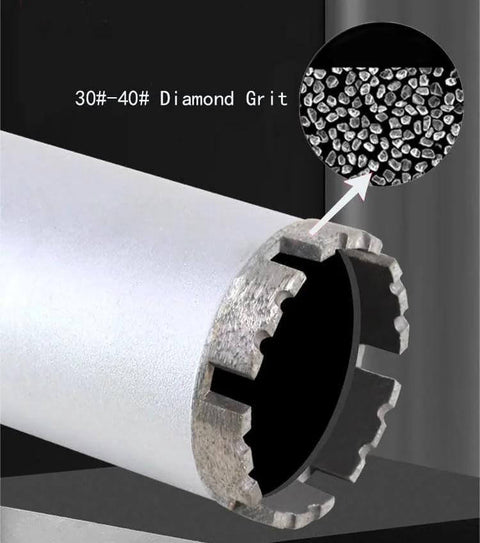 Wet diamond core drill bit, side view, Amazon TUHUT, 10in dia, crown-shaped segments, 1-1/4-7 UNC arbor for masonry