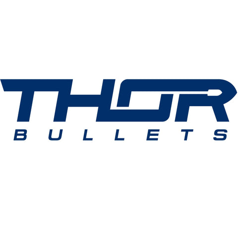 Logo of Thor Bullets displayed in a bold blue font on a white background.
