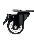 Heavy Duty Silent Caster Wheels With Reliable Brakes Smooth Rolling Universal Swivels For Carts And Furniture No Slip Locking Levers Black wheel with mount.