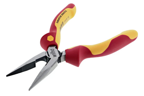 Insulated Industrial Long Nose Pliers 6.3 Inch, Pro Grade Precision Grip with ergonomic cushion handles and slip guard design