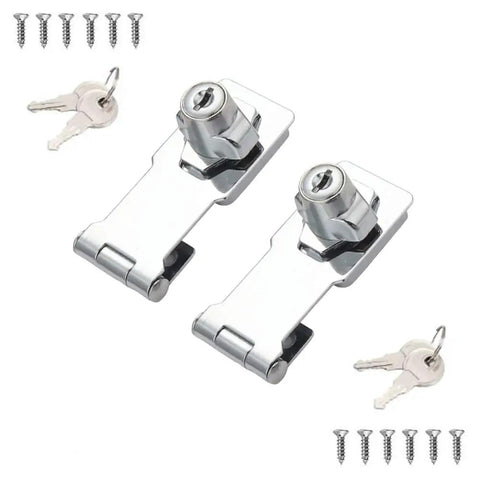 2 Pack Keyed Hasp Locks Twist Knob Locking Hasp For Small Doors And Cabinets Heavy Duty Built Tough Chrome Plated Zinc Alloy 3 Inch With Lock Rust Resistant Safety Latch
