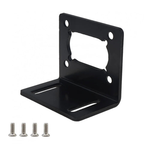 Four Pack JGY370 Worm Motor Mount Brackets, L Shaped Steel Base Holders With Screws For Worm Gear Motors, 3mm Black Steel Bracket