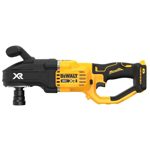 Runs Like A Champ With Savage Torque For Tough Framing Work Features Power Detect Technology And E Clutch Protection Handles Bind Ups Smoothly Includes Snappy Quick Release Hex Chuck Bare Tool Only side view of DEWALT 20V cordless stud drill with hex chuck.