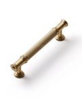 Dope Champagne Bronze Cabinet Pulls 5 Pack 3.75 Inch Center-To-Center Brass Drawer Handles with textured grip, angled view