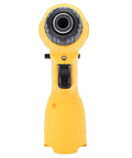 Badass Cordless Electric Drill With Bright LED Light And Grippy Handle Killer For Home Fix Ups Drilling Wood Brick Or Tile Quick Screwdriver Tool That Gets The Job Done Right, close-up of ergonomic handle.