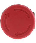 Top view of Mushroom Head Emergency Stop Push Button Assembly 22mm Turn To Release for industrial machines, showing rotary arrows.
