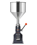 Easy Pull Down Manual Liquid Filler With 10 Liter Hopper And Adjustable 5 To 50 Ml Settings For Smooth Bottling Of Juice Shampoo Honey And Hobby Crafts Built Tough And Reliable, featuring stainless steel hopper.