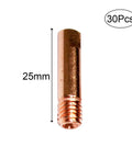 Premium 30 Pack Mig Welding Gun Copper Contact Tips In Three Sizes For Miller And Hobart M Series Guns Heat Resistant And Built To Last, 25mm copper contact tip.