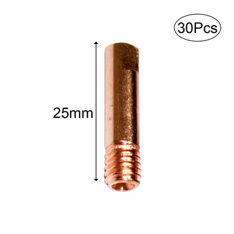 Premium 30 Pack Mig Welding Gun Copper Contact Tips In Three Sizes For Miller And Hobart M Series Guns Heat Resistant And Built To Last, 25mm copper contact tip.