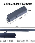 Heavy Duty Hydraulic Automatic Door Closer with dimensions for concealed track system for 88 to 187 lbs doors