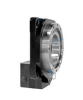 Top Tier Hollow Rotary Platform Precision Index Table for CNC, showcasing sturdy black housing and shiny hollow design.