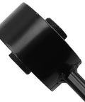 Close-up of Rock Solid Hydraulic Engine Mount for Zero Shake Smooth Rides, black rubber core and metal structure.