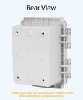 Rear view of ABS Junction Box Enclosure With Hinged Clear Cover And Stainless Steel Latch IP67 Waterproof Rugged Outdoor Electrical Project Box 11.4x7.5x5.5 Inches Includes Mounting Plate And Wall Bracket