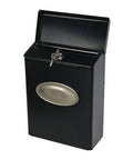 Locking Wall Mount Mailbox In Black Galvanized Steel With Medium Capacity For Covered Areas Heavy Duty Powder Coated Finish