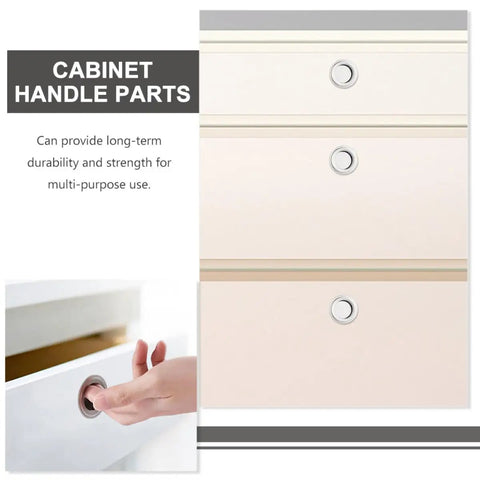 16 Piece Stainless Steel Recessed Round Drawer Pulls Set For Wardrobes And Dressers shown installed on white cabinets