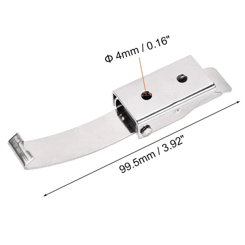 Side view of uxcell 3.92-inch SUS304 stainless steel draw toggle latch with spring-steel hook, 2 pcs