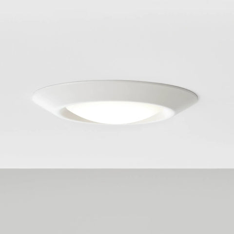 Canless Led Recessed Light Six Inch 3000K Warm White Yields A Sweet Nine Hundred Twenty Five Lumens At Lean Wattage For Real Bang Buck Savings Smooth Zero Cut Drywall Swap And Dead Nuts Reliable Wet Rating Bundled In Crisp White Finish Four Pack showing sleek design installed in ceiling.