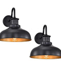 Rustic Outdoor Barn Lights 2 Pack Farmhouse Wall Sconces Industrial Black With Gold Interior Vintage Exterior Lanterns
