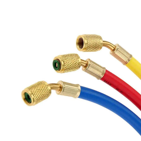 60 Inch Refrigerant Charging Hose With Ball Valve For R134A R12 R22 R502 R404 HVAC Manifold Gauge 1/4 Inch Threads Set