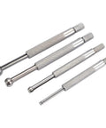 Dasqua 4-piece ball gauge set with knurled steel handles, angled view, sizes .125-.500