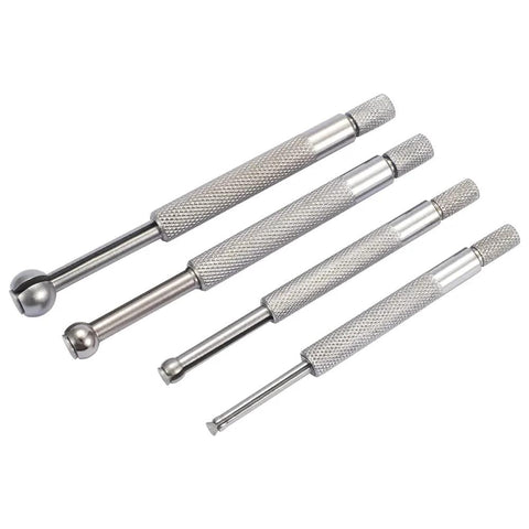 Dasqua 4-piece ball gauge set with knurled steel handles, angled view, sizes .125-.500