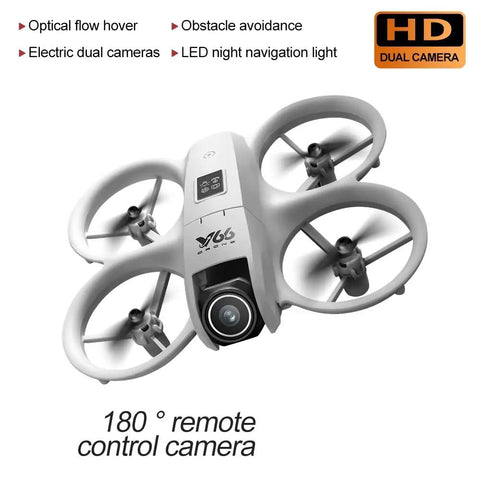 Palm Sized FPV Drone With Dual Cameras For Beginners, Easy One Key Takeoff with obstacle avoidance and LED night lights.
