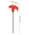 Rock Solid Heavy Duty Metal Tent Stakes Set With 7.87 Inch Screw In Pegs And Plastic Rotating Heads In Bright Orange
