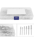 Aluminum Blind Rivet Kit 120 Pieces, Anti Rust Marine Fasteners For Yachts And Boats, Industrial Equipment, Easy Install And Secure Seams, Durable Marine Grade Rivets For Repairs And New Builds, 6 sizes in storage case