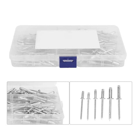 Aluminum Blind Rivet Kit 120 Pieces, Anti Rust Marine Fasteners For Yachts And Boats, Industrial Equipment, Easy Install And Secure Seams, Durable Marine Grade Rivets For Repairs And New Builds, 6 sizes in storage case