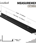 Diagram of 5 Pack Edge Black Hidden Drawer Handles Aluminum Alloy Finger Edge Pull Concealed Furniture Hardware, 400mm length.