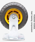 Heavy Duty Solid Rubber Caster Wheels With Locking Brakes And Precision Swivel Action for heavy load support and durability.